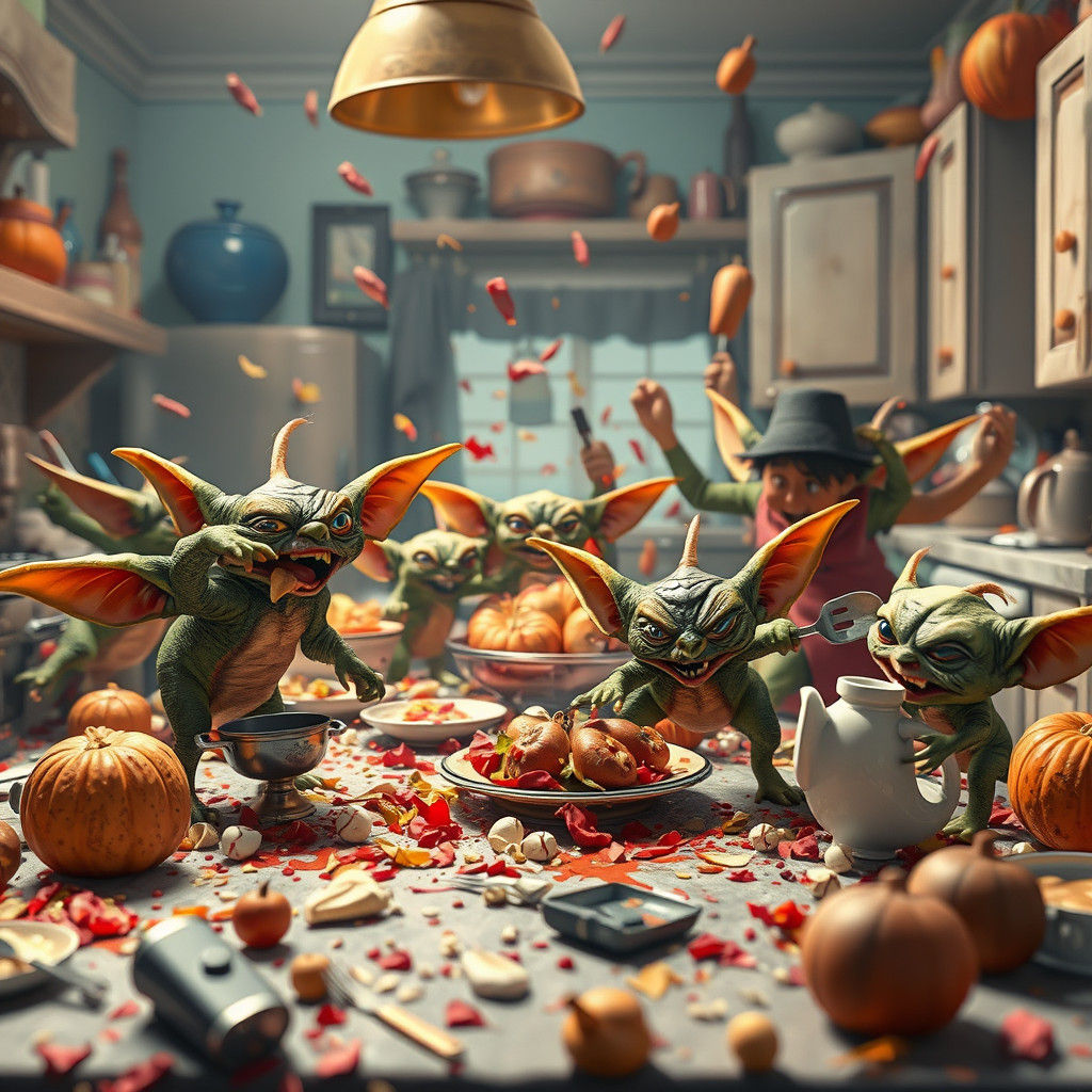 Gremlins Cause Thanksgiving Chaos: 3D Animated Kitchen Disas...