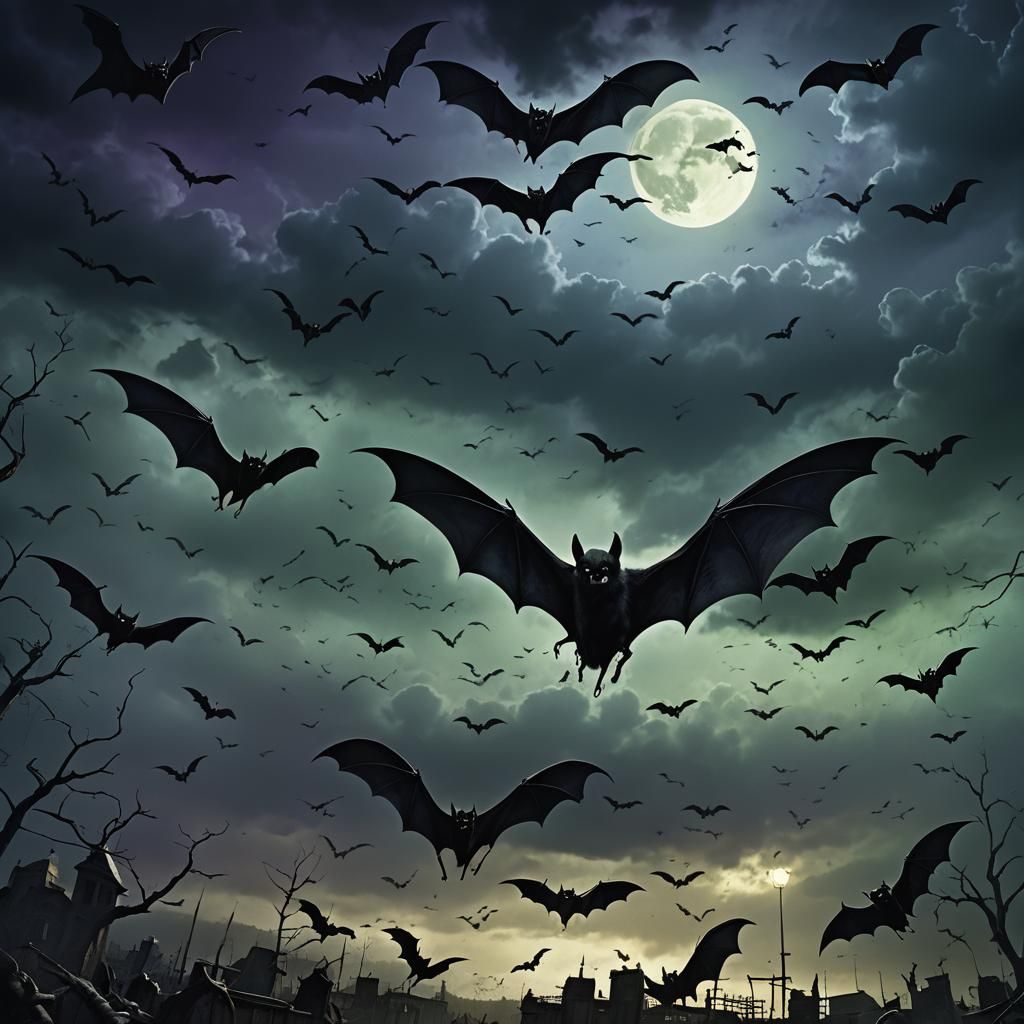 Bats Attack Vampire in Dark Fantasy Horror Scene