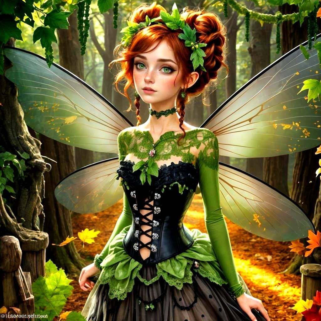 Beautiful Woodland Fairy with Autumn Aesthetic in Digital Ar...