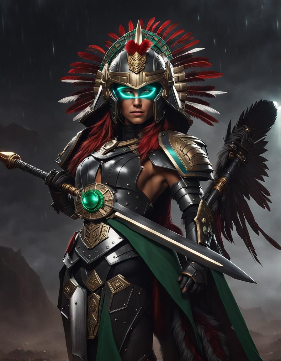 Goddess of War in Cybernetic Armor, Digital Art