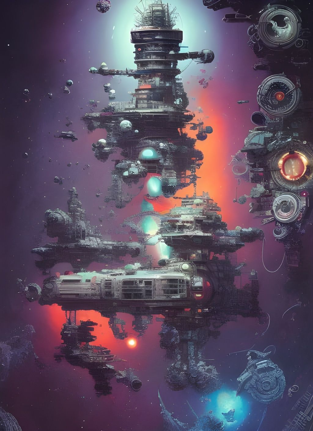 Complex Space Station Near Black Hole: Splash Art