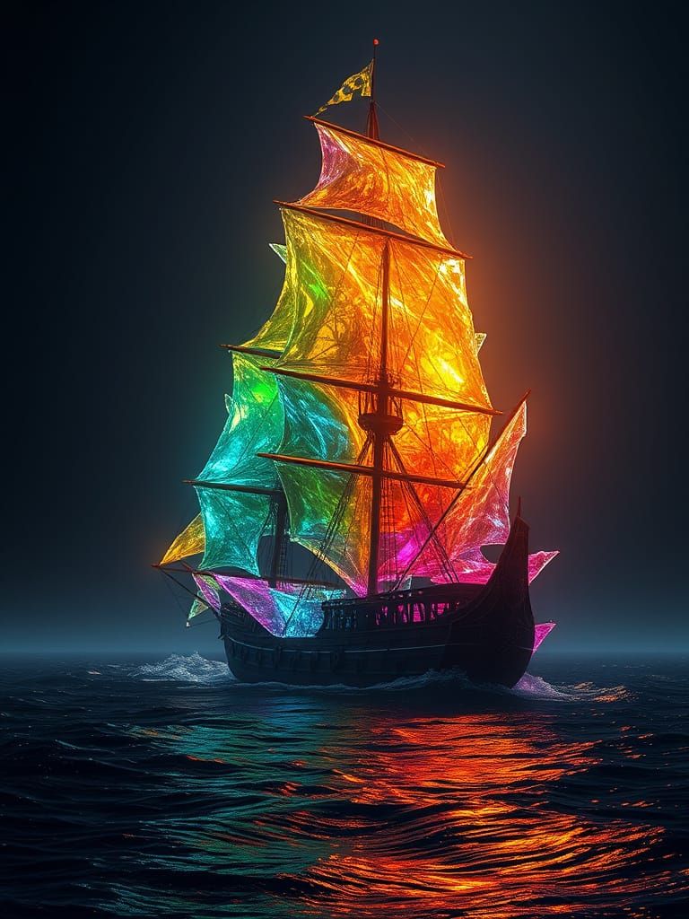 Rainbow Glass Sailing Ship on Black Sea