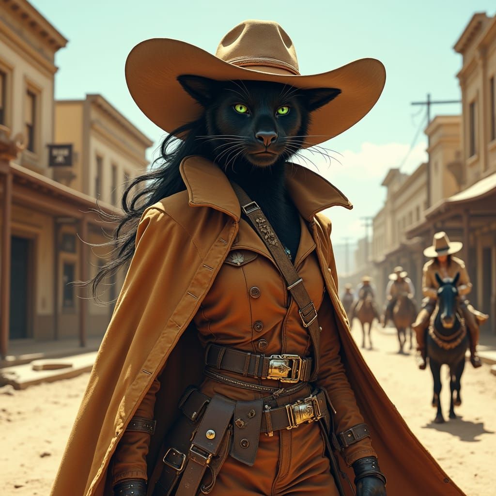 Tabaxi Sheriff Duel at High Noon in Wild West