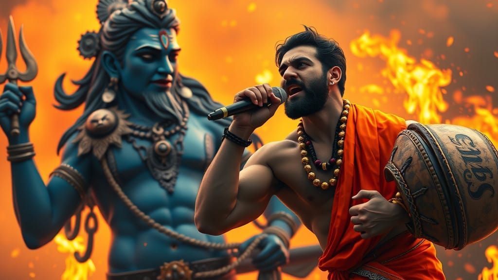 Cyberpunk Shiva Inspires Fierce Indian Rapper