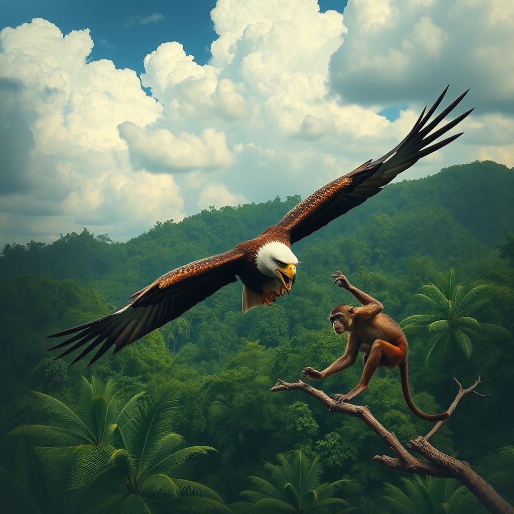 Harpy Eagle Soars Above Central American Rainforest in Drama...