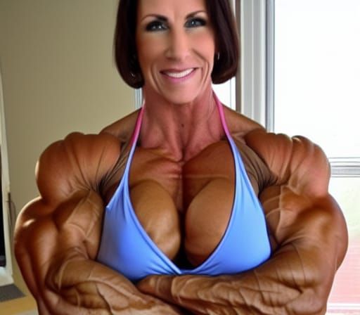 Muscular Bodybuilder Flexing Ripped Physique