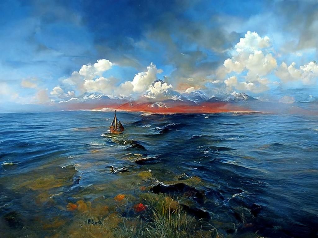Lyrical Seascape Painting in Realism Style