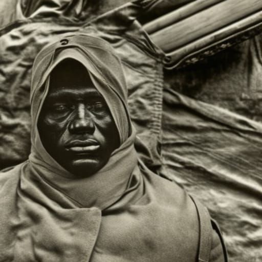 Wounded WWI Soldier Portrait in Sepia Dystopian Style