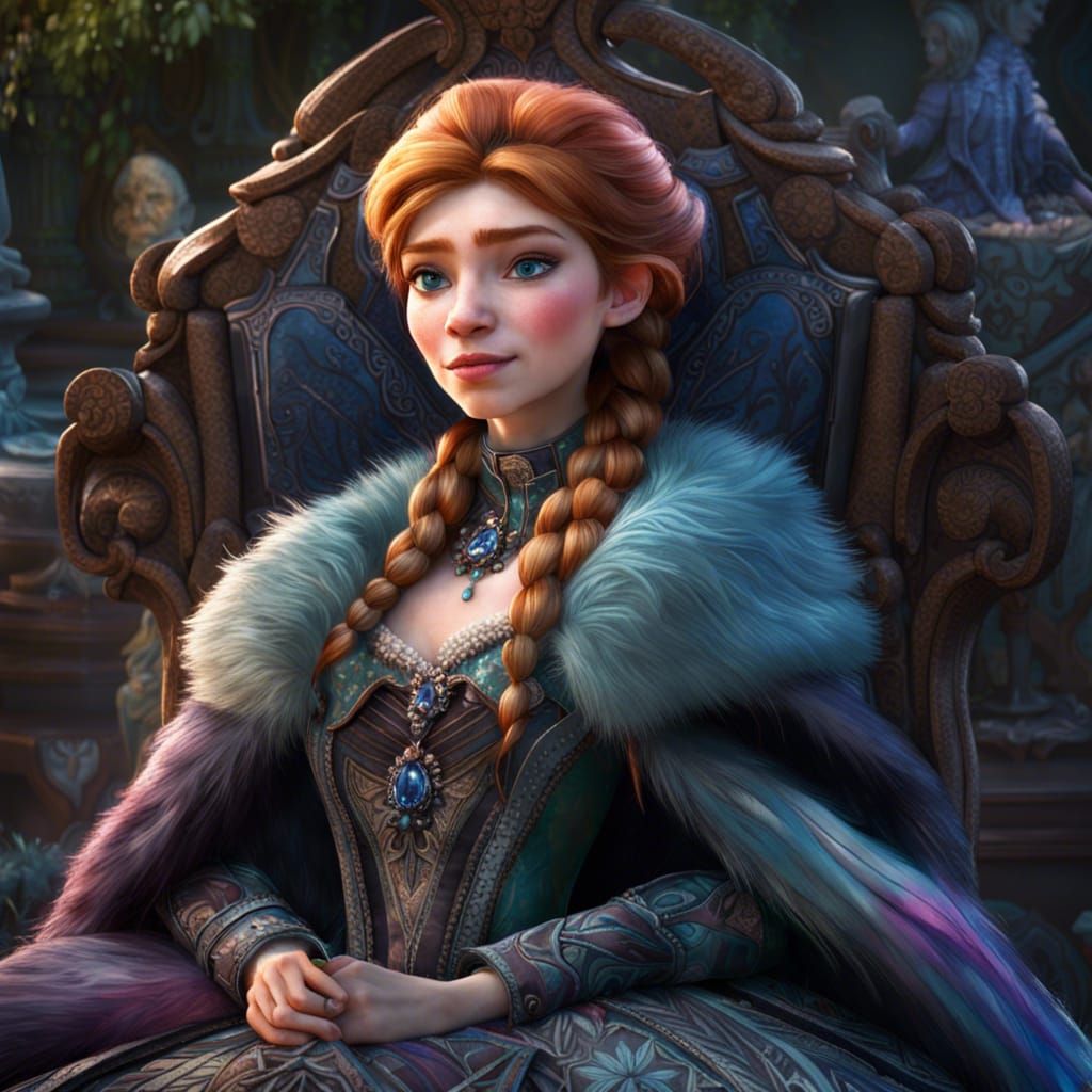 Princess Anna in Royal Garden, Maximalist 3D Portrait