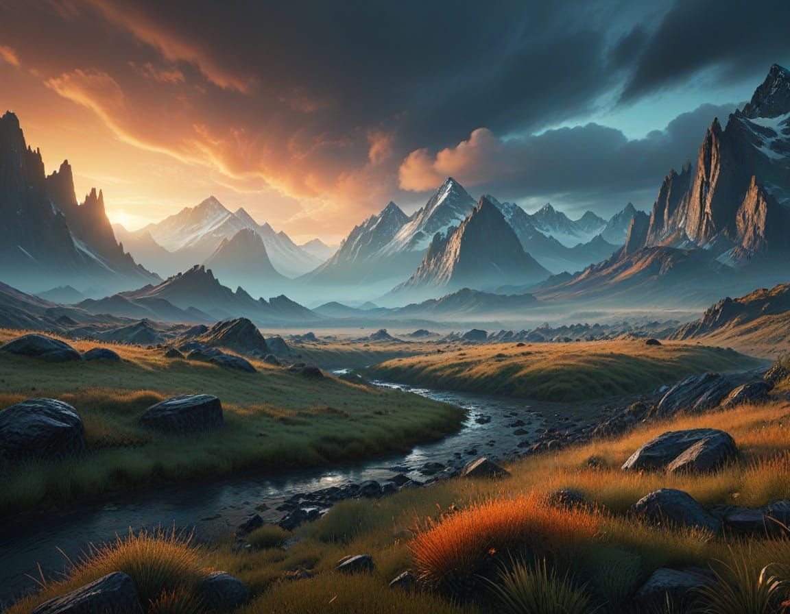 Misty Fantasy Landscape at Dusk