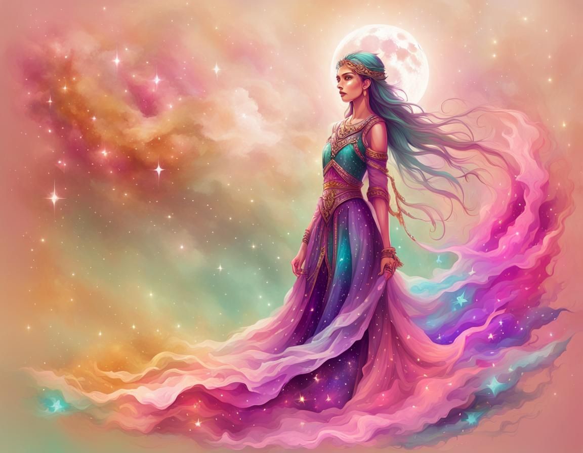 Celestial Sorceress with Stardust Aura