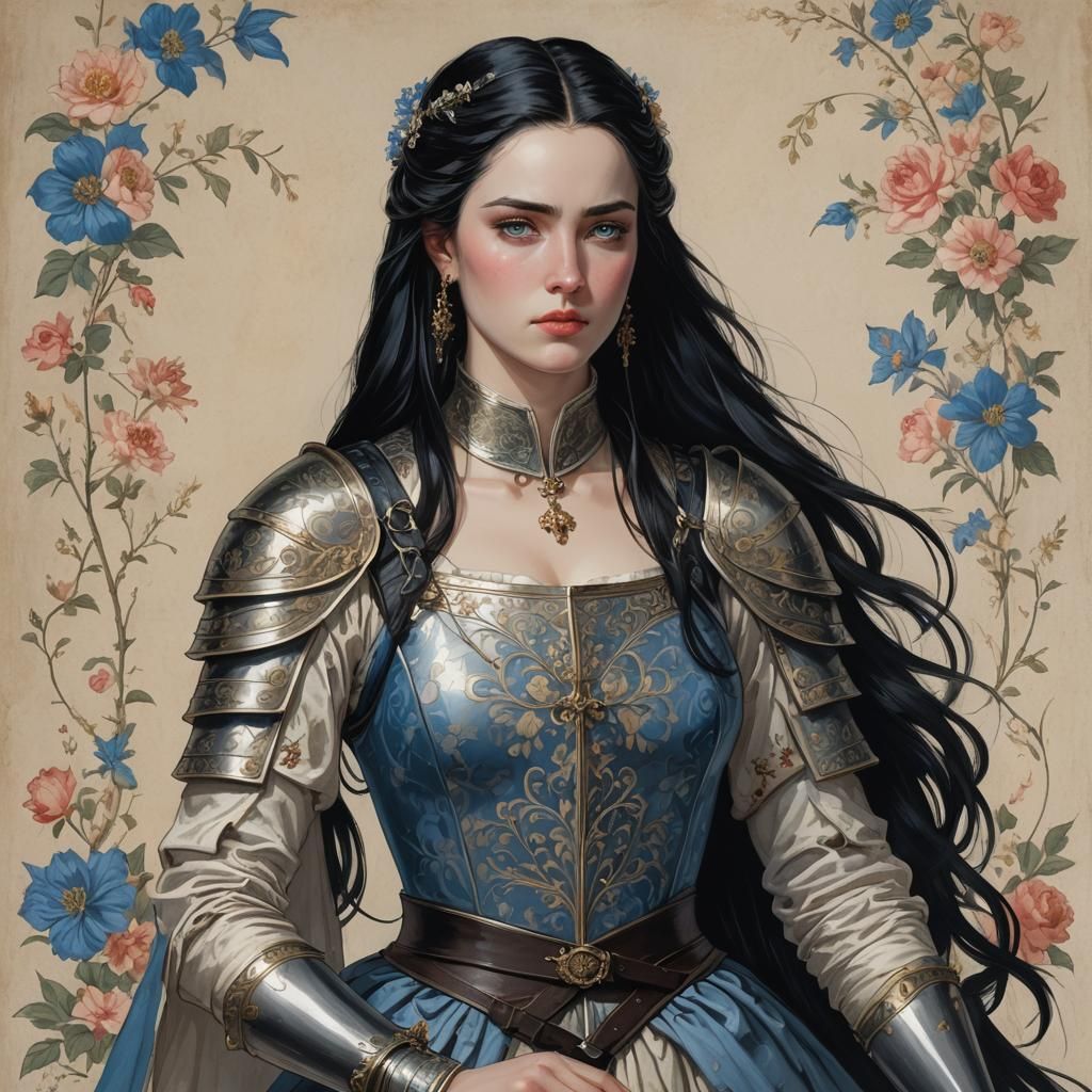 Noblewoman Ready for Battle in Anime Style