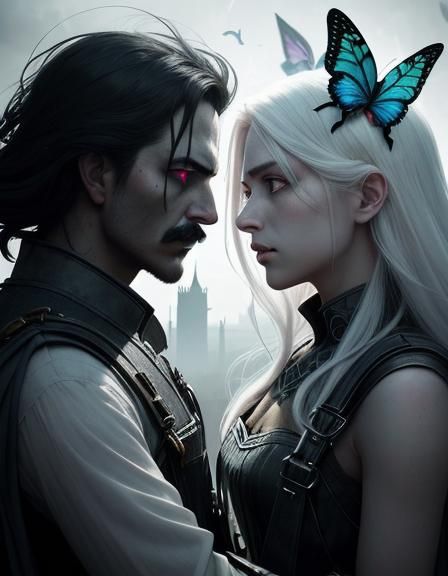 Dystopian Villain at Tower's Edge: A Haunting Portrait