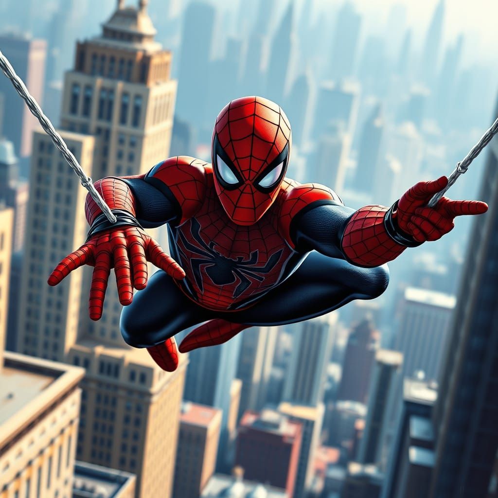 Epic Comic Book-Inspired Spider-Man in Flight