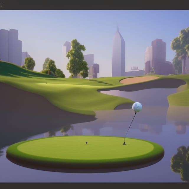 Vibrant Golf Logo in 3D Digital Art Style