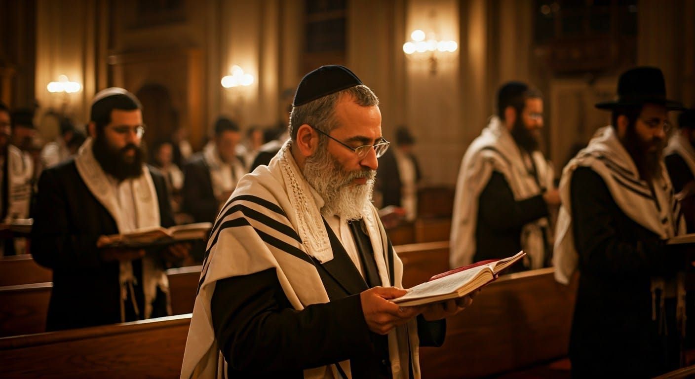 Kabbalat Shabbat Prayer in Shul: Golden Light and Devotion