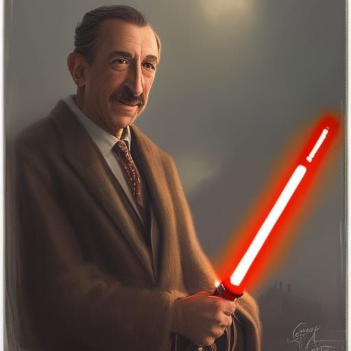 Walt Disney Portrait with Lightsaber by Rutkowski