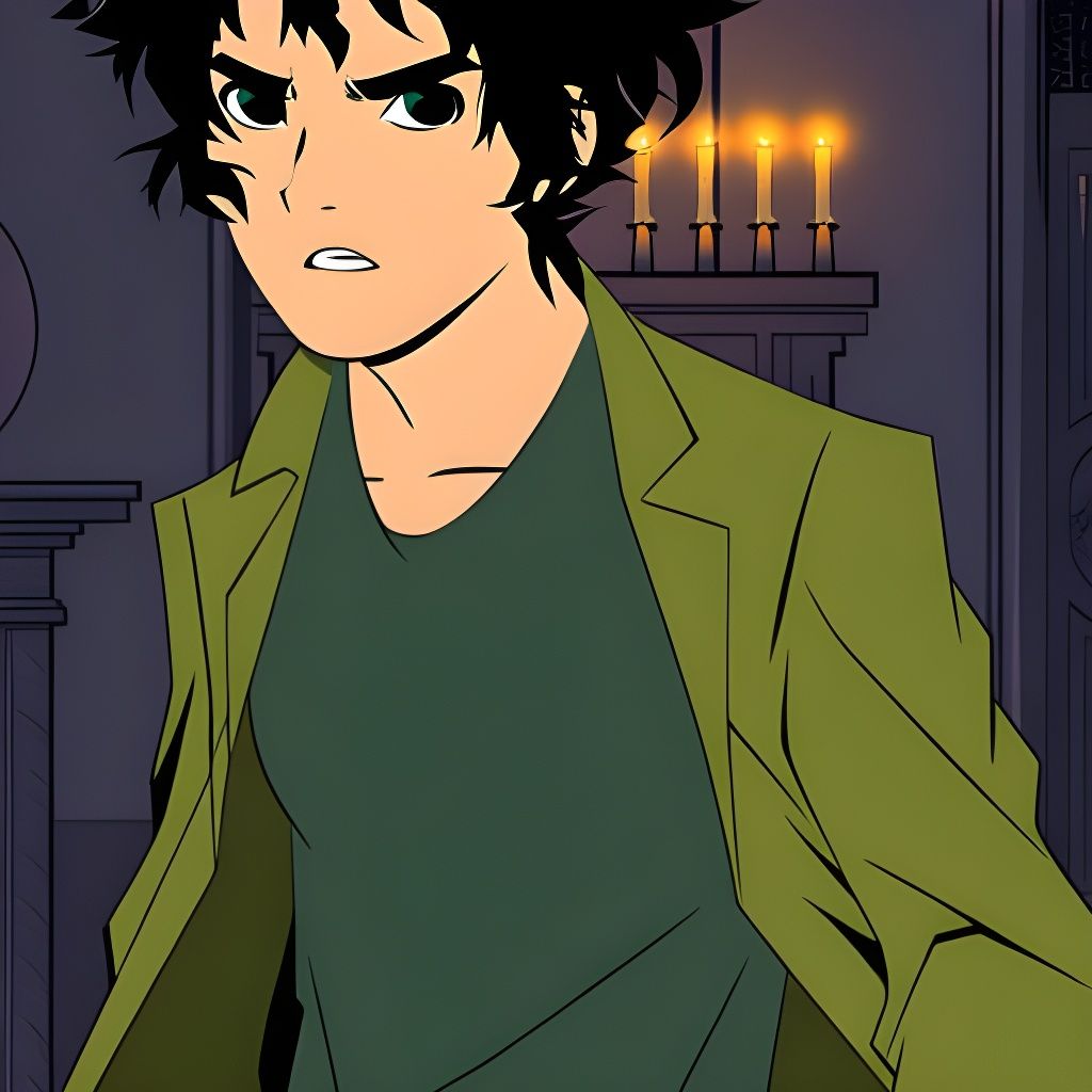 Young Man in Moody Interior: Graphic Novel Style