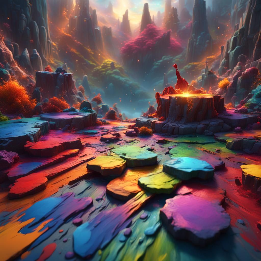 Colorful Brushstrokes on Canvas: Fantasy Concept Art