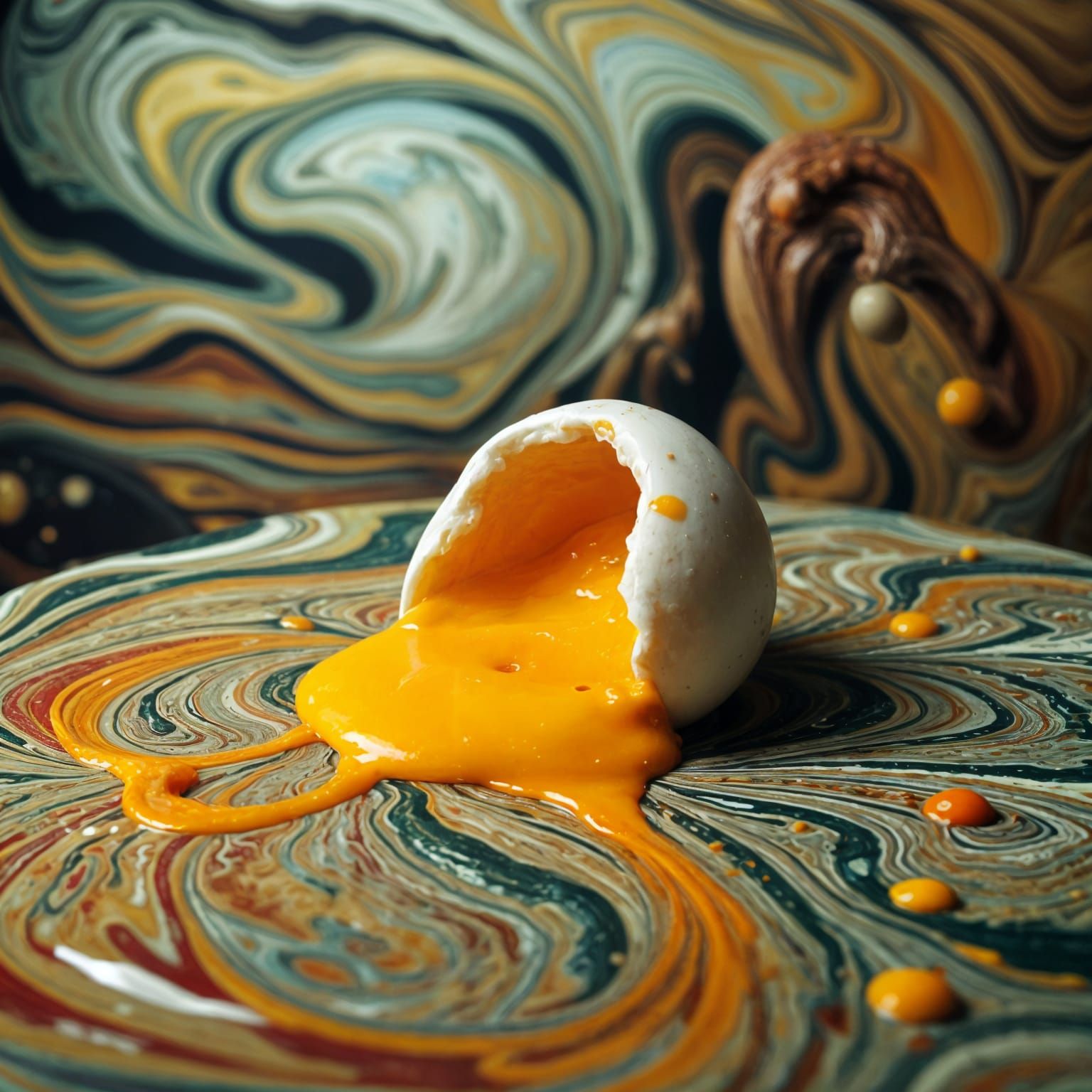 Surrealistic Fried Egg in a Dreamlike Landscape