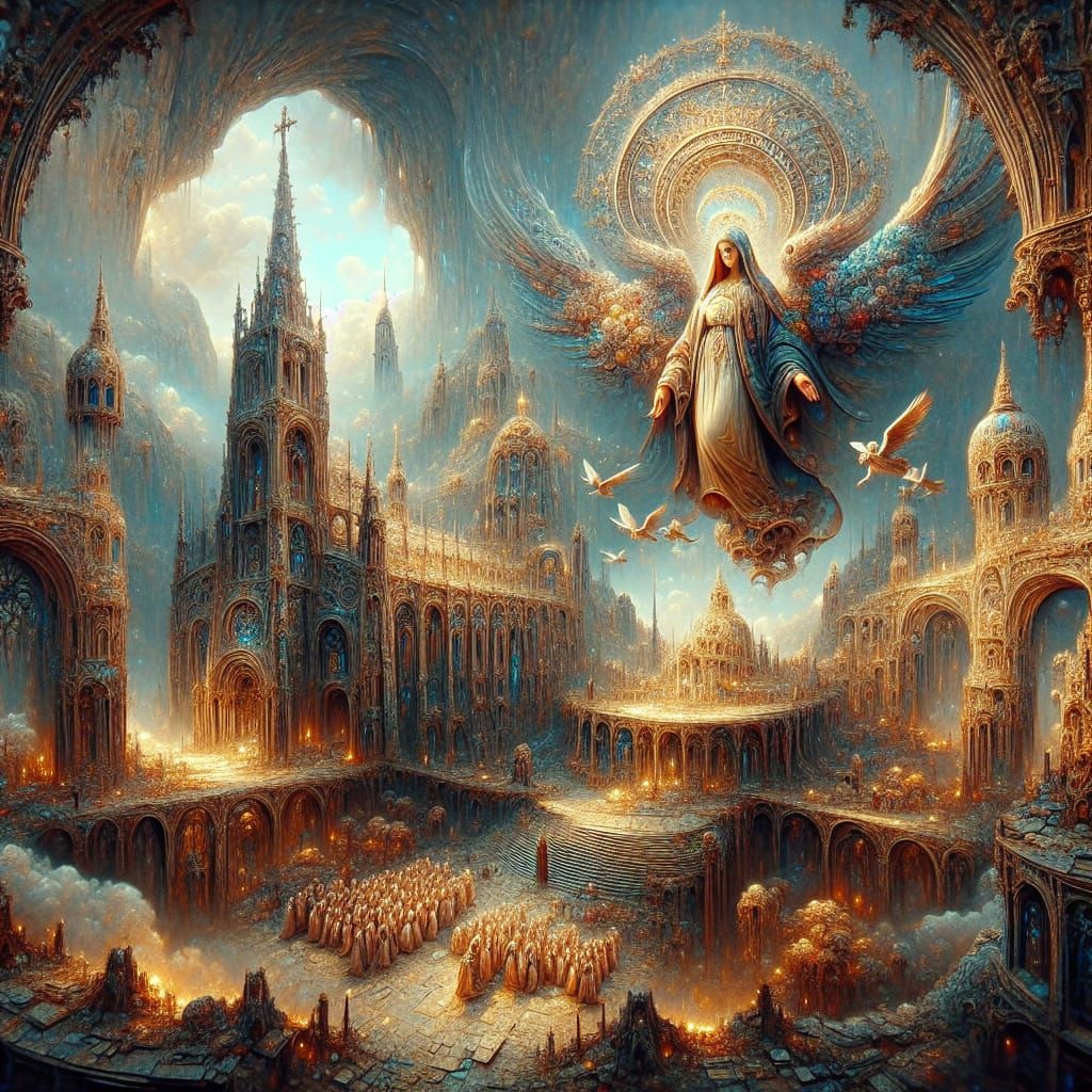 Fantastical Holy Mary Matte Painting in 8K