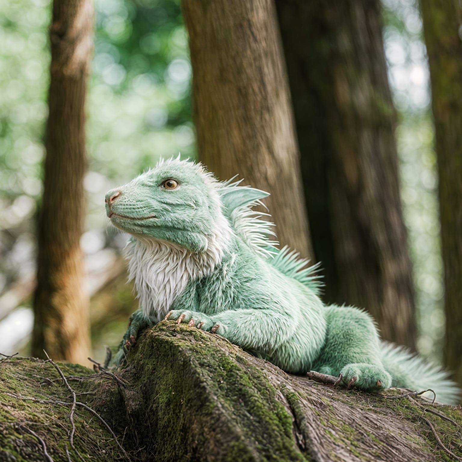 Majestic Emerald-Green Dragon in Serene Natural Habitat