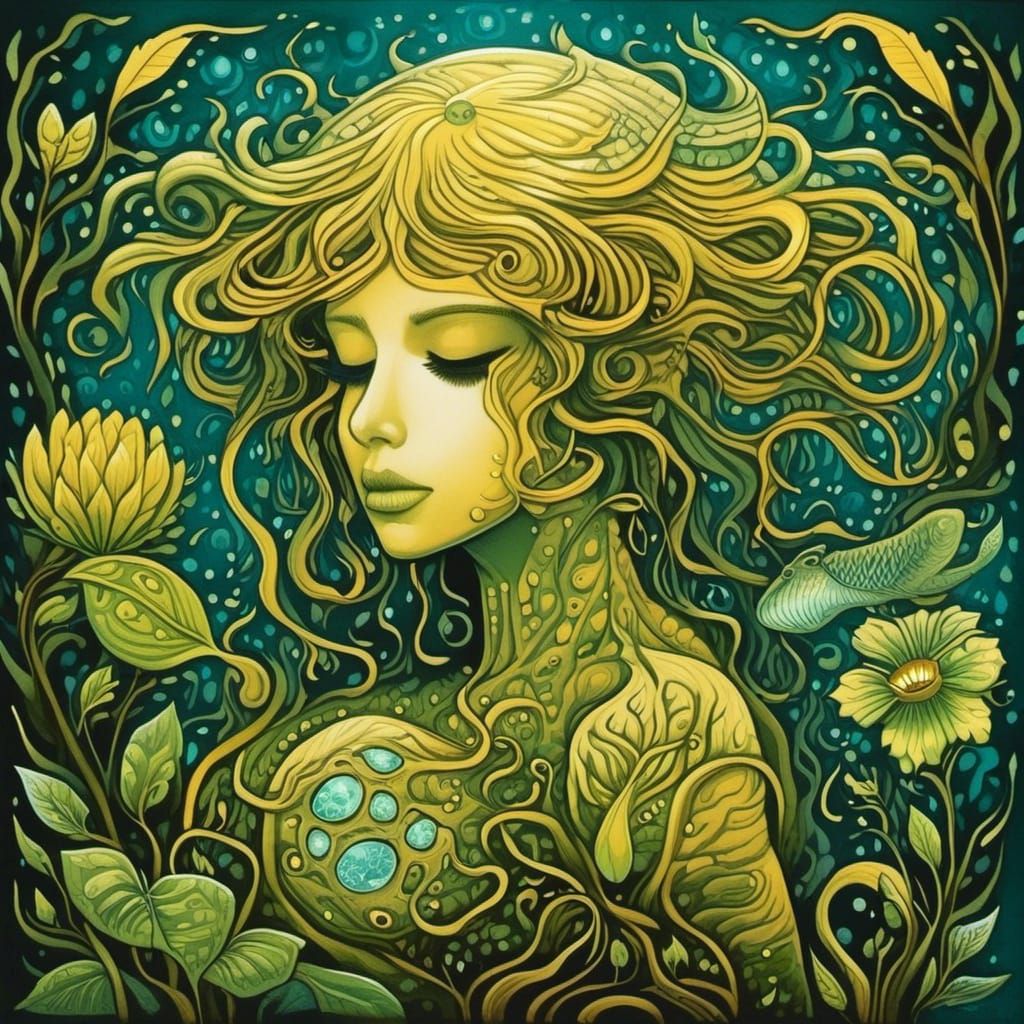 Swamp Thing Block Print in Fantasy Style