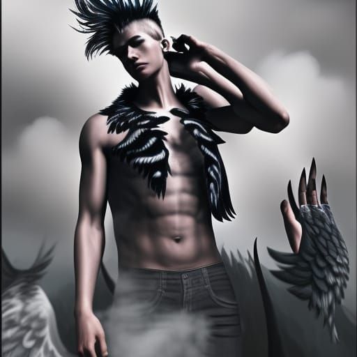 Teen Angel with Wings in Ruined Chapel