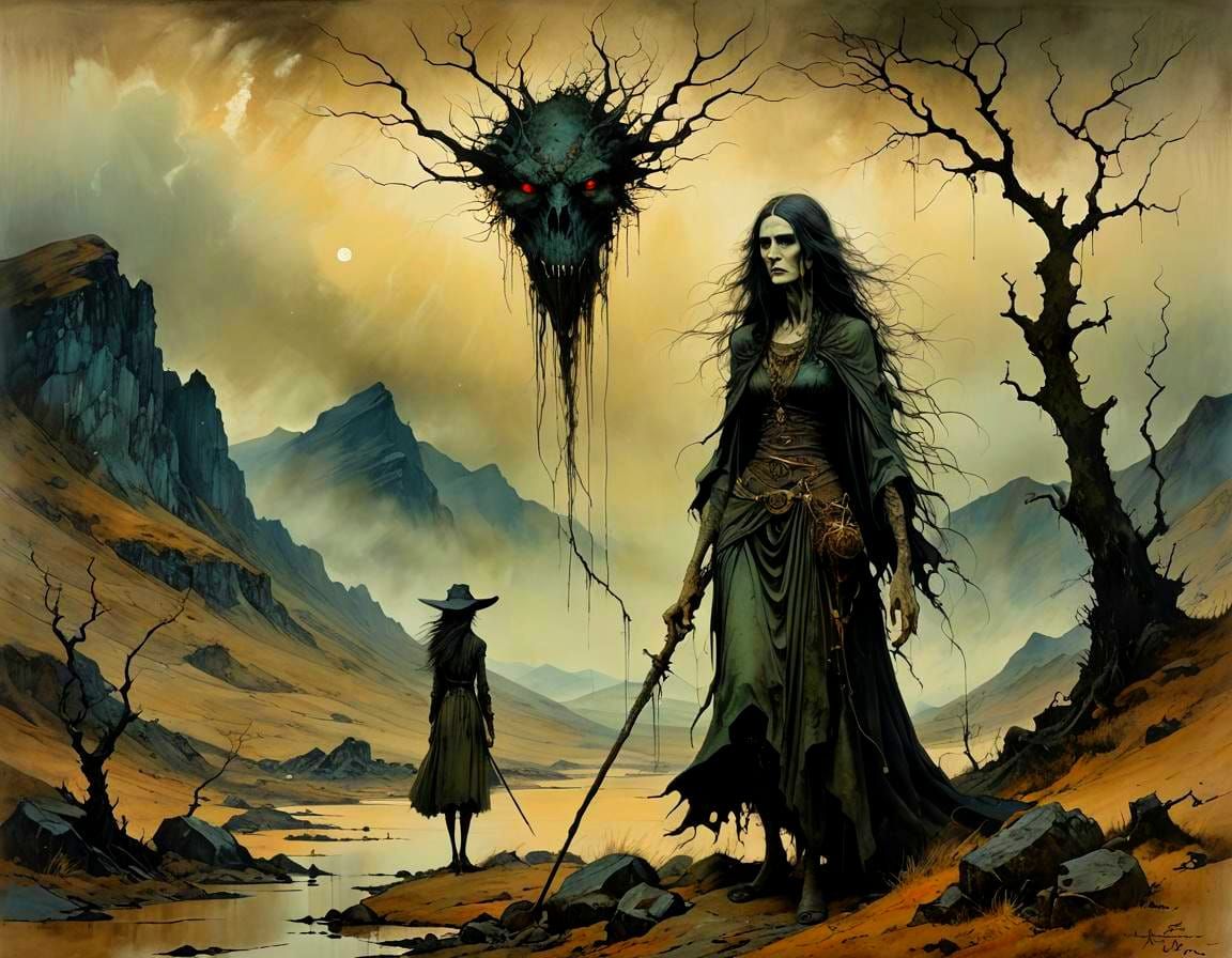 Scottish Noontide Hag in Surrealist Style