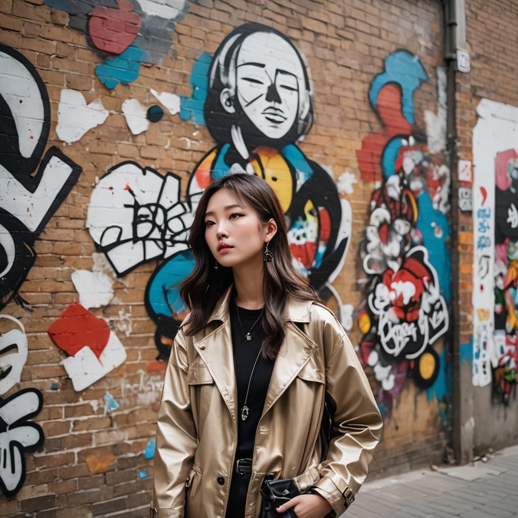 Korean Girl at Urban Street Art Gallery