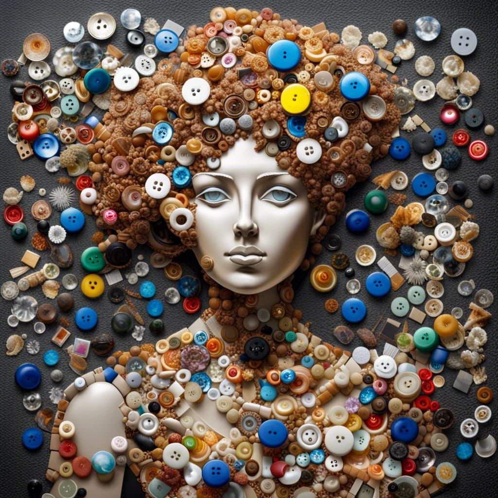 Portrait of Venus in a style of recycled materials