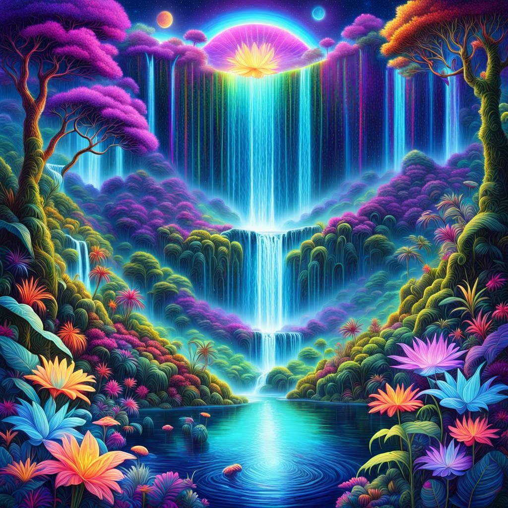 Surreal Waterfalls Cascade from Floating Mountains