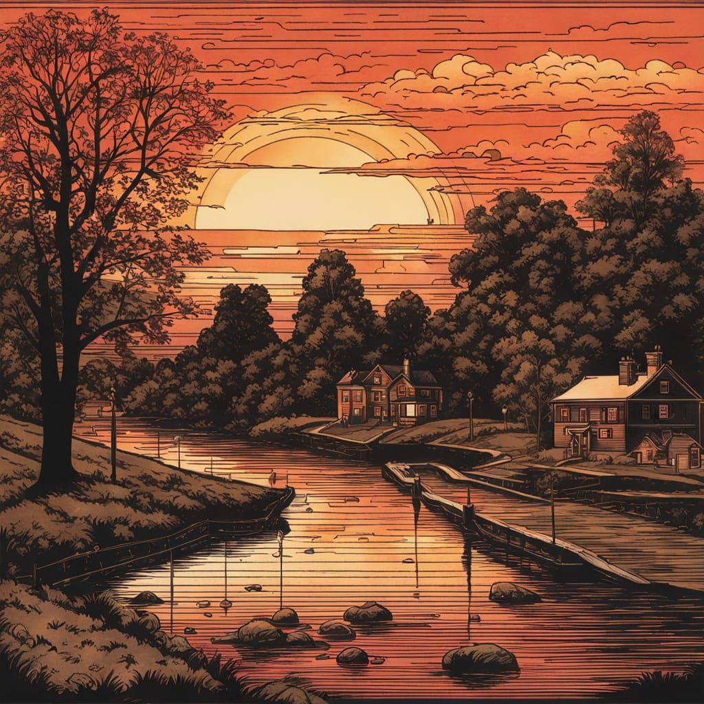 Beautiful Sunset in the Style of Washington Allston