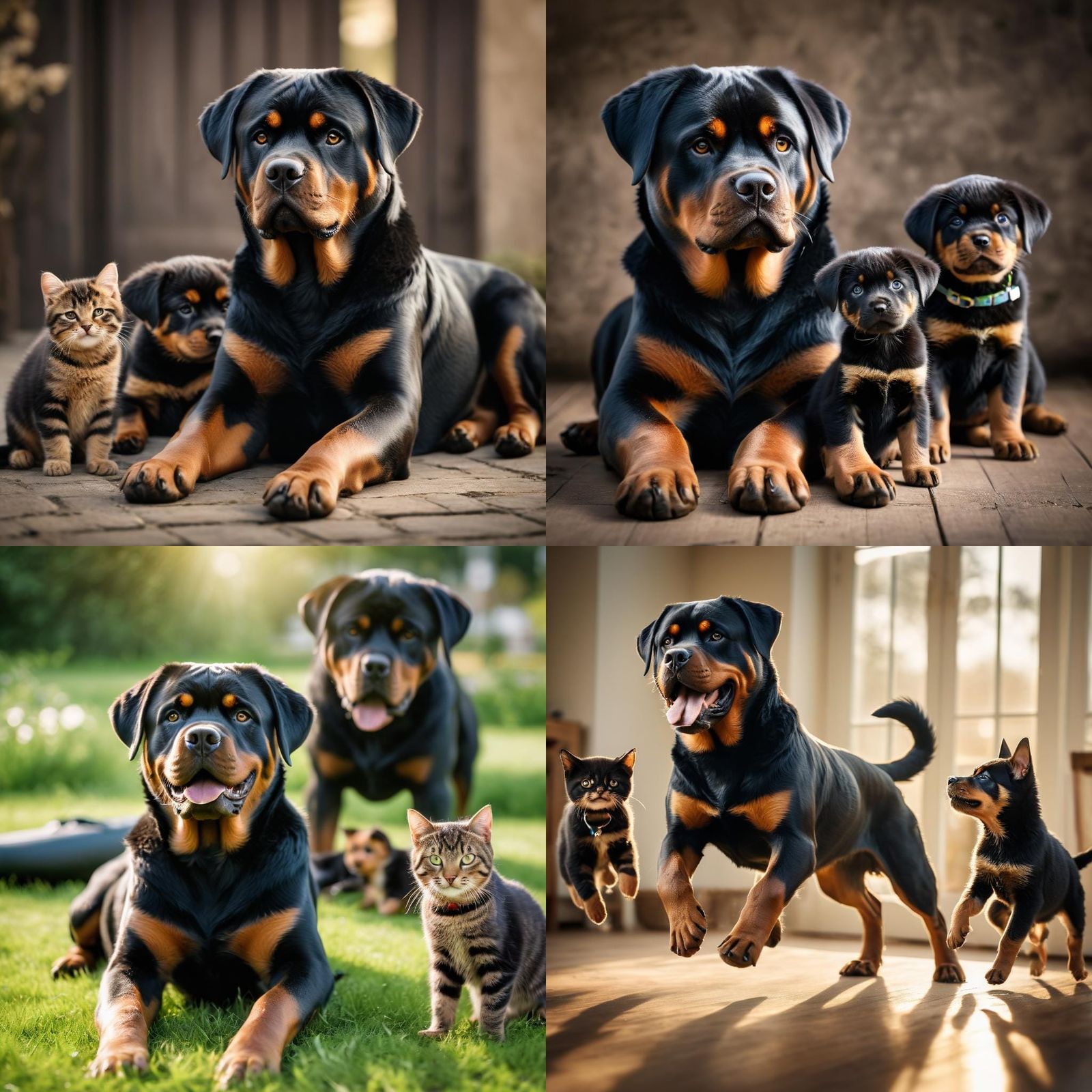 Rottweiler Photobomb: Puppy and Kitten Mischief