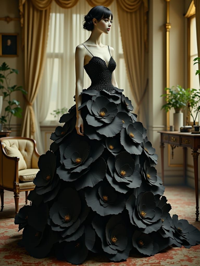 Ethereal Mannequin in Petal Couture Gown