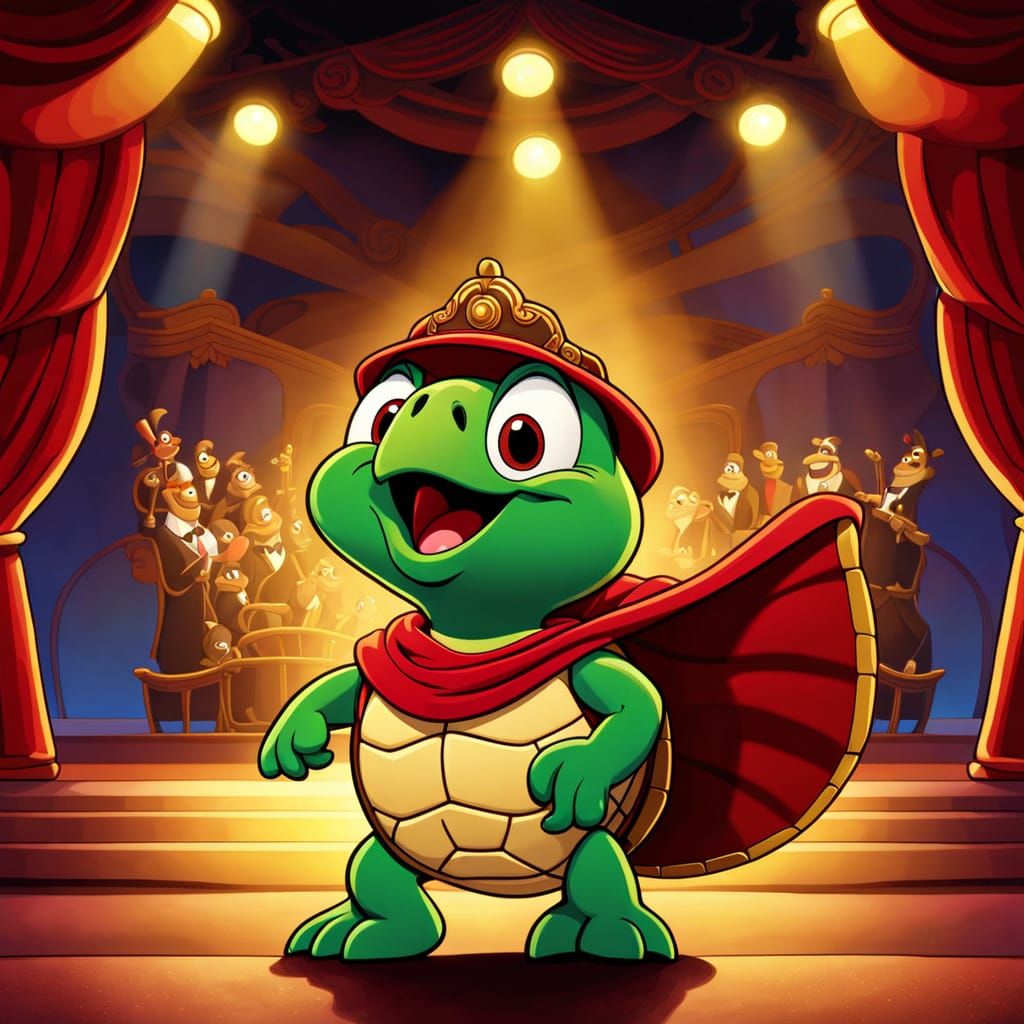 Cartoon Turtle Sings Opera in Looney Tunes Style