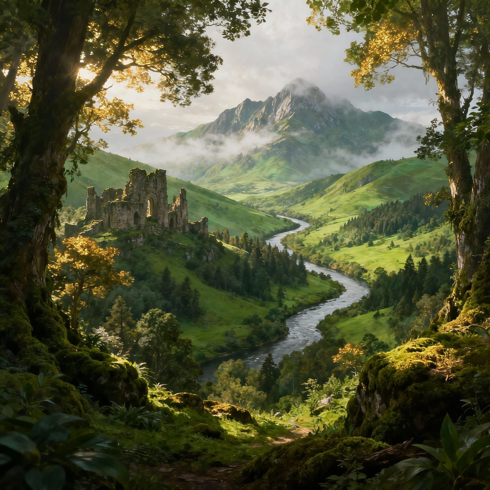 Epic Green Landscape of Adventure and Wonder