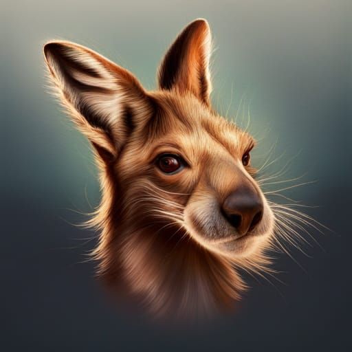 Hyperrealistic Kangaroo Splash Art Portrait