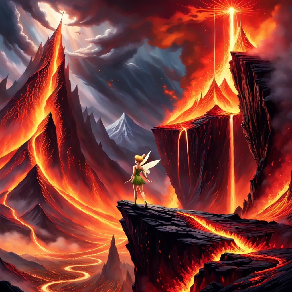 Tinkerbell Destroys the One Ring in Fantasy Art