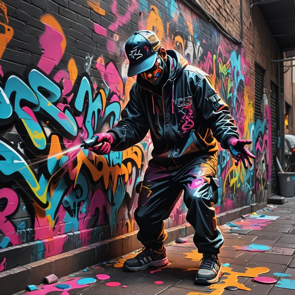Vibrant 3D Street Art in Abstract Expressionism