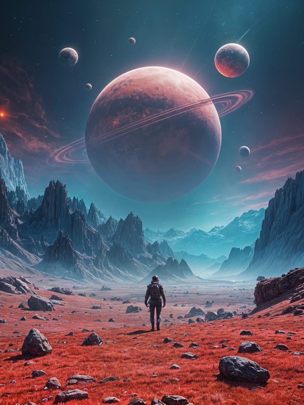 Epic Red Planet Odyssey in Futuristic Sci-Fi Style