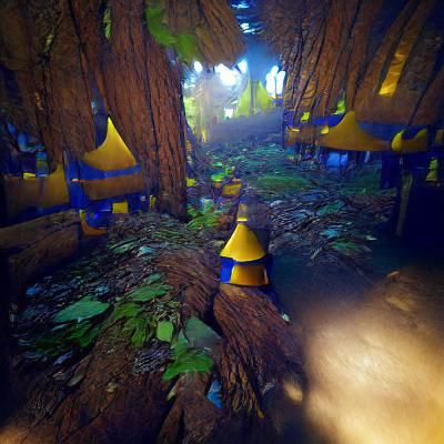 Colorful Cartoon Forest Landscape