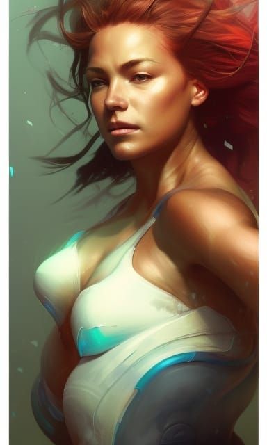 Dynamic Athlete Portrait in Hyperdetailed Style