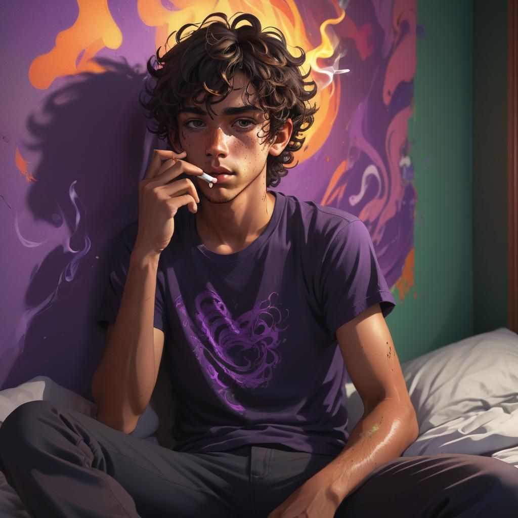 Hyperrealistic Anime Male Concept Art with Mesmerizing Backg...