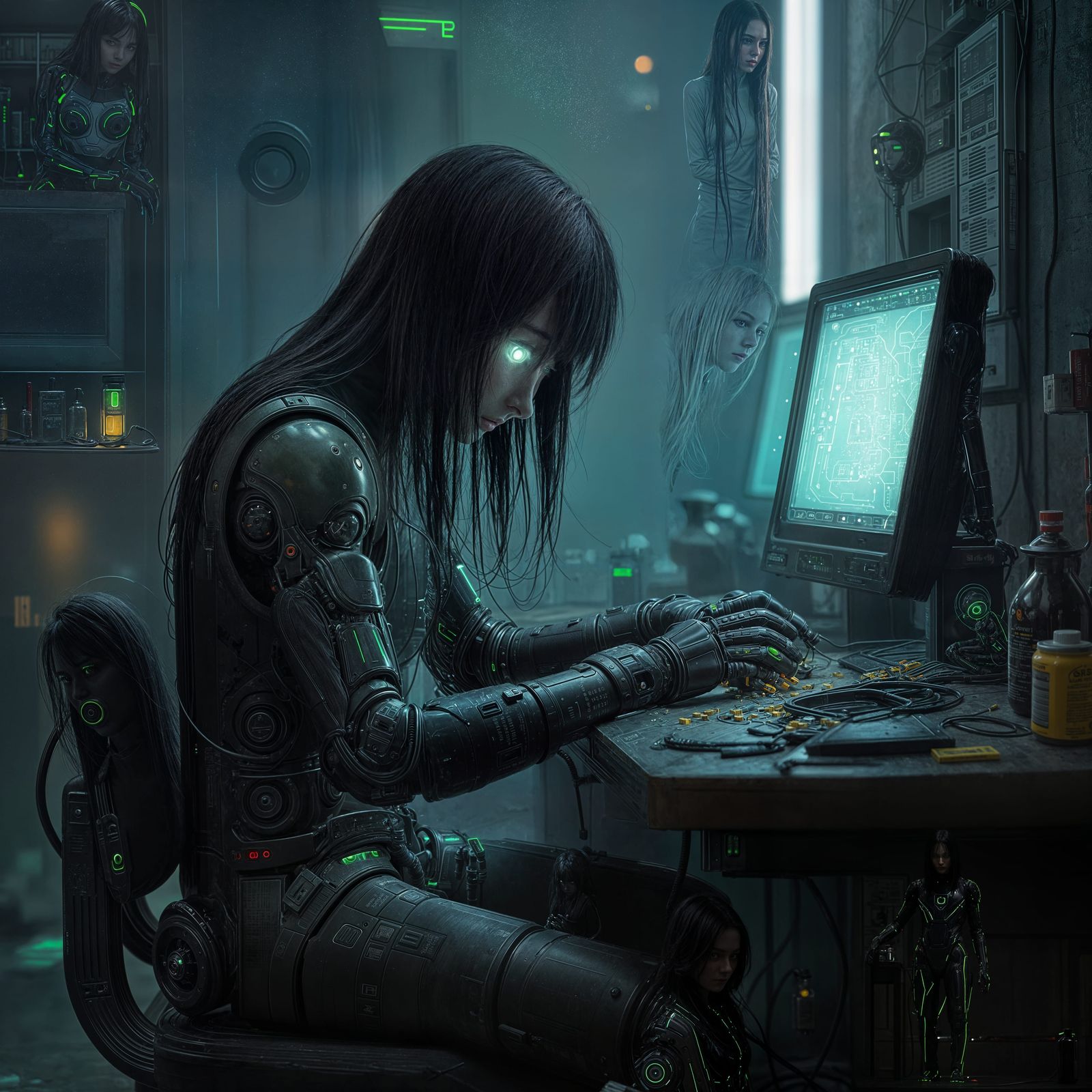 Android Maintenance in Dimly Lit Charging Station