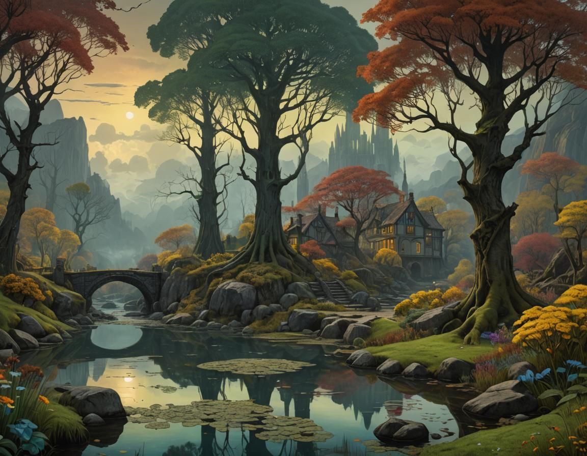 Fantastical Landscape in Detailed Matte Painting Style
