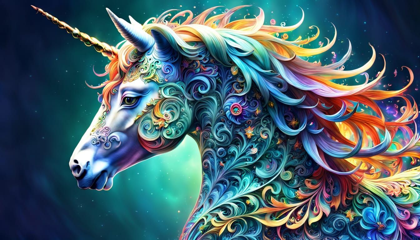 Fractured Unicorn in Vibrant Watercolors