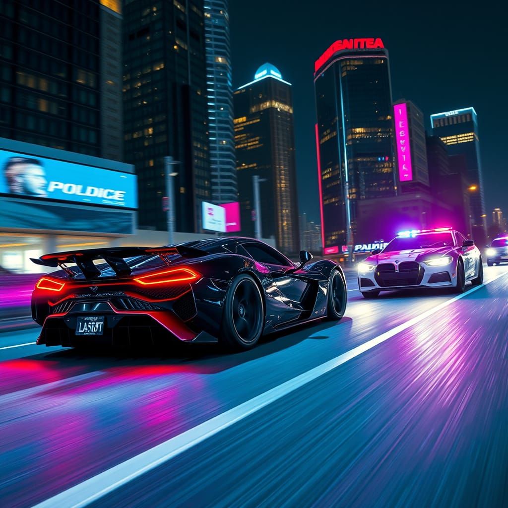 Tron-Inspired Cyber Supercar Chase in Los Angeles