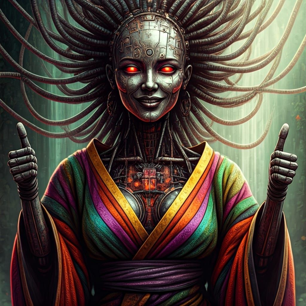 Robot Exotic Dancer Malfunction in Graphite Sketch Style