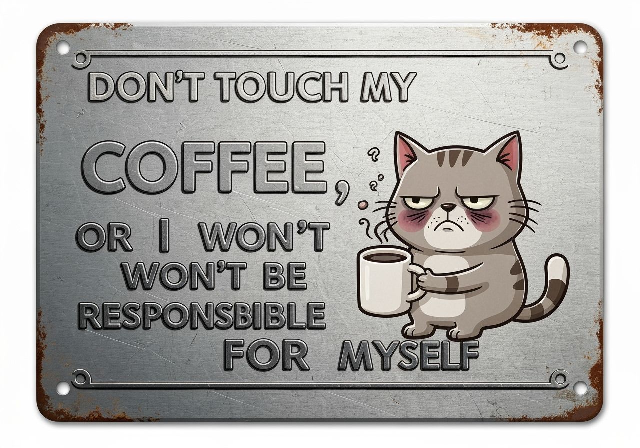 Humorous Metal Sign: Don't Touch My Coffee